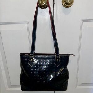 Arcadia - Elegant Black Patent Leather Tote Bag